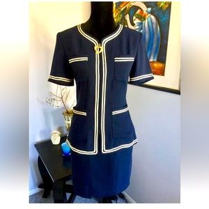 Short sleeves suit navy blue size XS